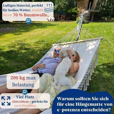 Potenza Hängematte mit Gestell für 2 Personen I Stabhängematte XXL 200kg