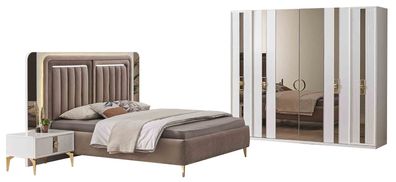 Beige Schlafzimmer Garnitur Edles Doppelbett Nachttische Kleiderschrank
