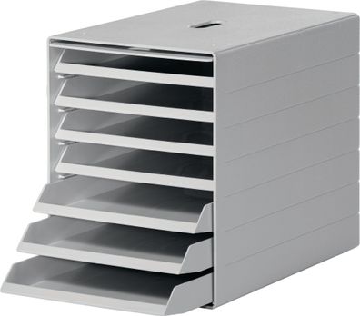 Schubladenbox 7 Schubl.m. versenkbarer Frontklappe grau H322xB250xT365mm Durable