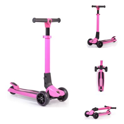 B-Ware Byox Kinderroller Lamborghini 3 Räder PU-Räder ABEC-7 LED-Räder pink