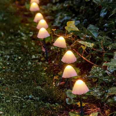LED Garten Stecker Lichterkette Pilze - 20er Set - Herbst Deko Leuchte Batterie