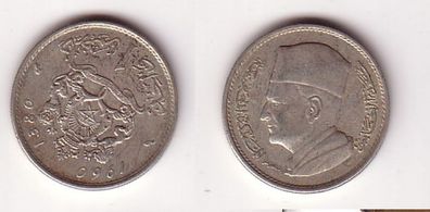1 Dirhams Silber Münze Marokko 1960 (112060)