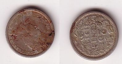 25 Cents Silber Münze Niederlande 1912 (111483)