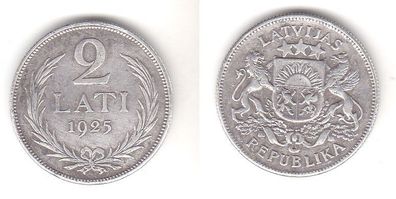 2 Lati Silber Münze Lettland 1925 (110729)