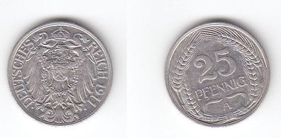 25 Pfennig Nickel Münze Deutsches Reich 1911 A, Jäger 18 (111469)