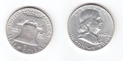 1/2 Dollar Silber Münze USA Benjamin Franklin, Freiheitsglocke 1962 (111072)