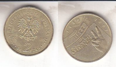 2 Zloty Messing Münze Polen 25 Jahre Solidarnosch 2005 (111367)