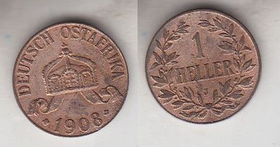 1 Heller Kupfer Münze Deutsch Ostafrika 1908 J (112095)