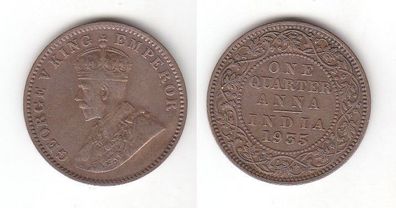 1/4 Anna Kupfer Münze Indien 1935 (111821)