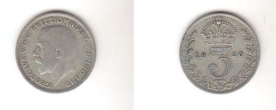 3 Pence Silber Münze Großbritannien 1920 (111762)