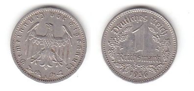 1 Mark Nickel Münze 3. Reich 1936 A, Jäger 354 (111891)