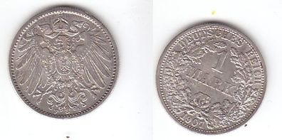 1 Mark Silber Münze Kaiserreich 1907 F, Jäger 17 (111851)