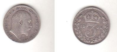 3 Pence Silber Münze Großbritannien 1902 (111919)