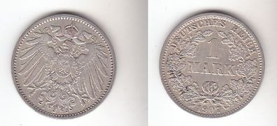1 Mark Silber Münze Kaiserreich 1907 J, Jäger 17 (111842)