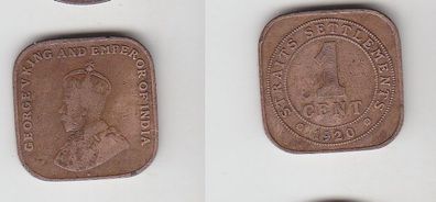 1 Cent Kupfer Münze Straits Settlements 1920 (110827)