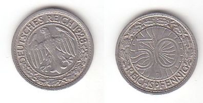 50 Pfennig Nickel Münze Weimarer Republik 1928 J (111825)