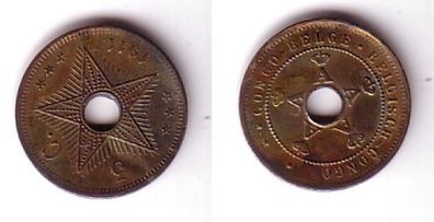 5 Cent. Kupfer Nickel Münze Belgisch Kongo Congo Belge 1911 (111953)
