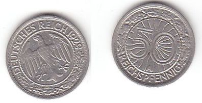 50 Pfennig Nickel Münze Weimarer Republik 1929 A (111790)