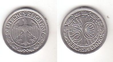 50 Pfennig Nickel Münze Weimarer Republik 1937 A (111757)