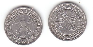 50 Pfennig Nickel Münze Weimarer Republik 1928 A (111830)
