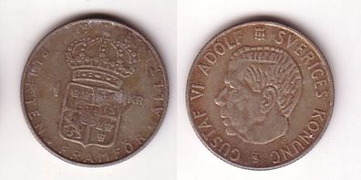 1 Krone Silber Münze Schweden 1956 (111776)