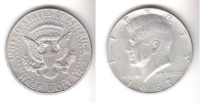 1/2 Dollar Silber Münze USA John F. Kennedy 1967 (111921)