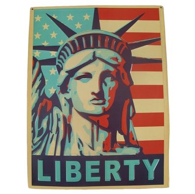 Blechschild, Reklameschild Liberty, Freiheitsstatue, Kneipen Wandschild 40x30