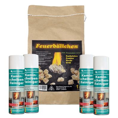 Hotrega Kaminscheiben Reiniger Ofenreiniger Ruß Harz 4x300ml 1kg Kaminanzünder