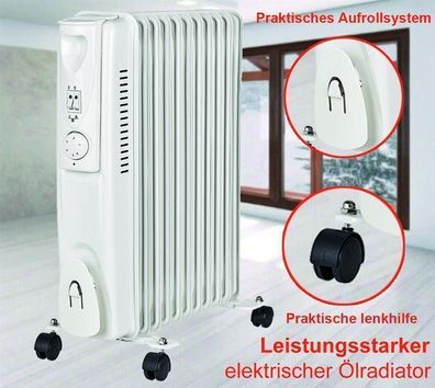 Elektroheizung 2000 W 9 Rippen Heizkörper Heizung Ölradiator Weiß NEU! OVP!