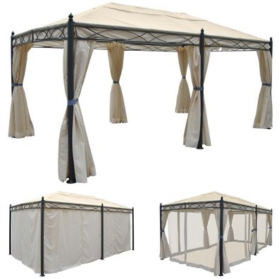 Pergola Cadiz, Garten Pavillon, stabiles 7cm-Gestell 5x3m