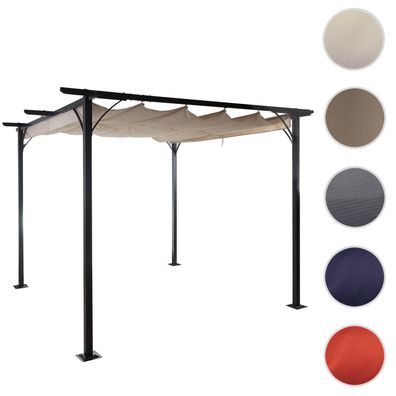 Pergola HWC-C42, Garten Pavillon, stabiles 6cm-Gestell + Schiebedach