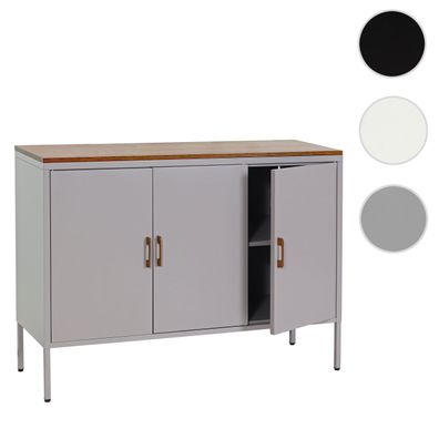 Kommode HWC-L84, Sideboard, 3 Türen Metall 90x120x40cm, Melamin beschichtet