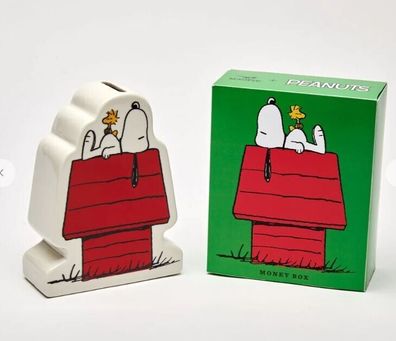 Peanuts Snoopy + Woodstock Keramik Spardose Hundehütte- 12x5x15,5 cm