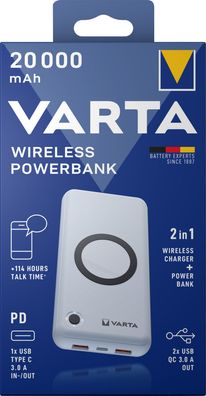 Varta Akku Powerbank, 3,7V 20.000mAh Wireless