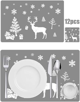 12 STßCKE Weihnachten Tischset, Weihnachtsdeckchen, dekorative Deckchen, Esstisch Ma