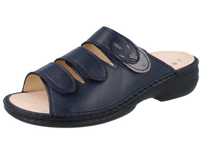 FINN Comfort Kos Damen Pantolette blau navy platin Florentin Maglia Glattleder