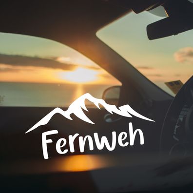 Auto Aufkleber "Fernweh" Berge Camper Urlaub Wohnwagen Vinyl Sticker #0207