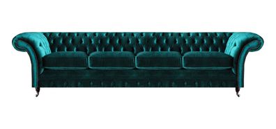 Elegante Chesterfield Grüne Polstercouch Moderner Vieristzer Textilsofa