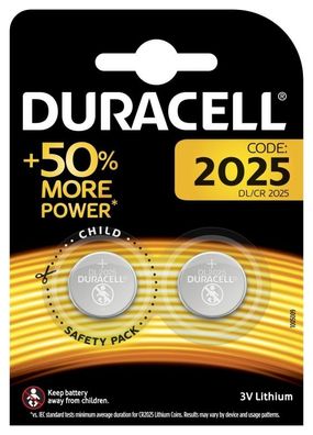 Duracell - Knopfzelle - CR2025 / DL2025 - 3 Volt Lithium - 2er Blister