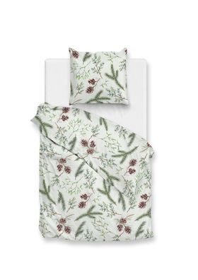 Zo! Home Flanell Bettwäsche 155x220 cm Pino green Tannenzweige Zapfen Äste