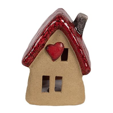 Clayre & Eef Dekorationsfigur Haus 10x8x13 cm Braun Rot Keramik (Gr. 10x8x13 cm)