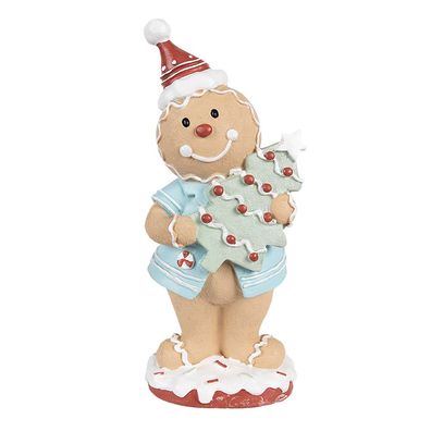 Clayre & Eef Weihnachtsdekorationsfigur Pfefferkuchenmann 11x8x25 cm Beige Kunststoff