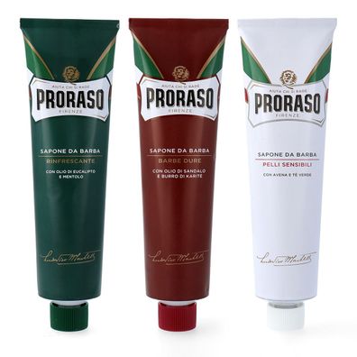 Proraso Rasierseifen Tuben Mix 3x 150ml grün - rot - weiss