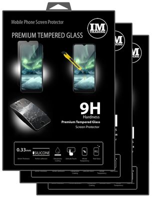 3X Panzer Schutz Glas 9H Tempered Glass Display Schutz Folie Display Glas Screen