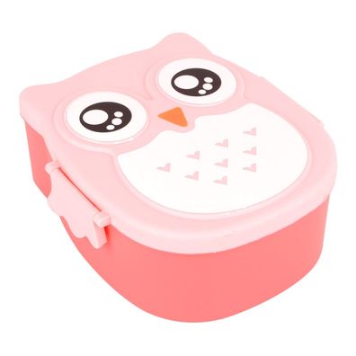 Plastic Portable Cartoon Owl Lunch Box Food Safe Microwave Storage Containerï¼?pinkï¼