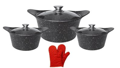 Cheffinger ASIA Kochtopfset Brattopf 6 tlg Topf Induktion Alu Guss 2 Handschuhe