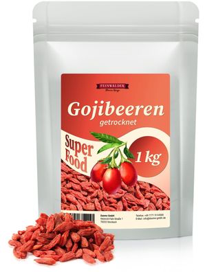 Feinwälder® Gojibeeren 1kg - Hochwertige Superfood-Beeren, Rohkost-Qualität