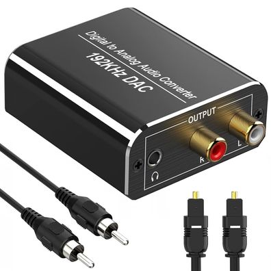 DA Wandler 192kHz DAC Konverter Digital zu Analog Audio Converter, SPDIF Koaxial