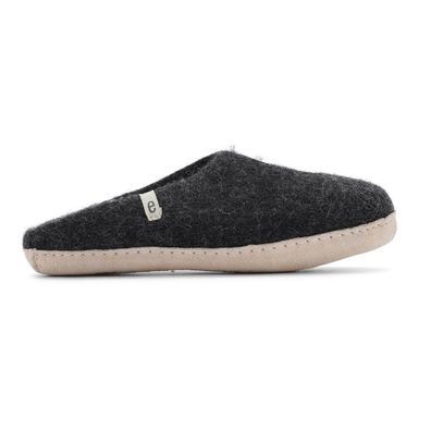 egos Filz Pantoffel Hausschuh slip on simple aus Schafwolle Black