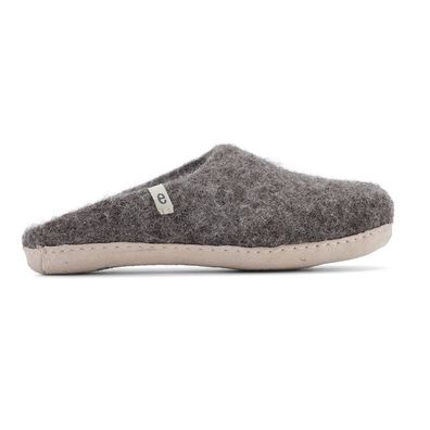 egos Filz Pantoffel Hausschuh slip on simple aus Schafwolle Natural Brown